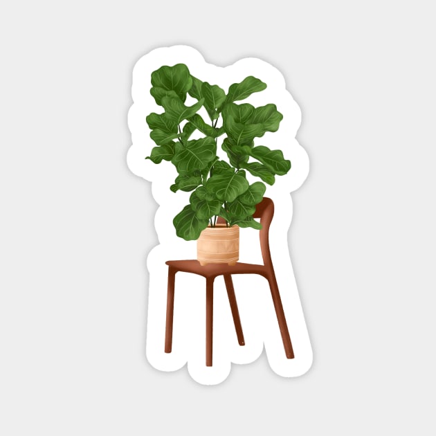 Trendy Plant Art, Botanical illustration, Fiddle Leaf Fig 61 Sticker by gusstvaraonica